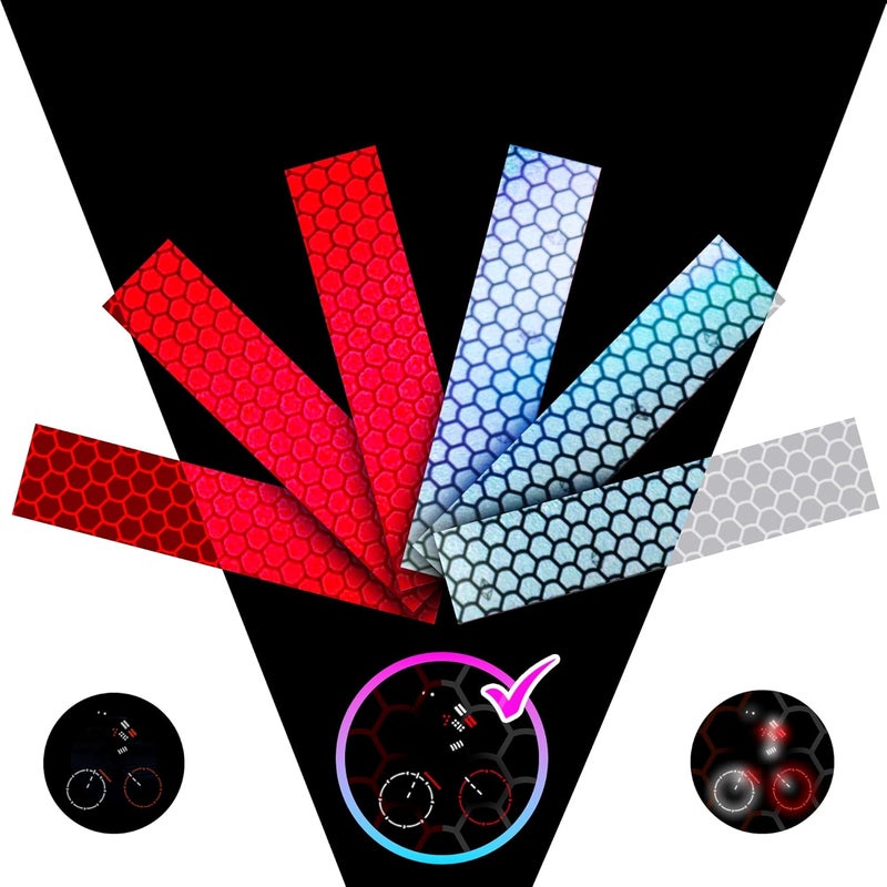Loom Reflective Stickers for Helmet | 6pcs Prism Gry-red | Similar to 3M Reflective Tape | Bike Reflectors for Night Riding, Mailbox reflectors | Waterproof hi vis Decals for Car, Trailer - Image 1